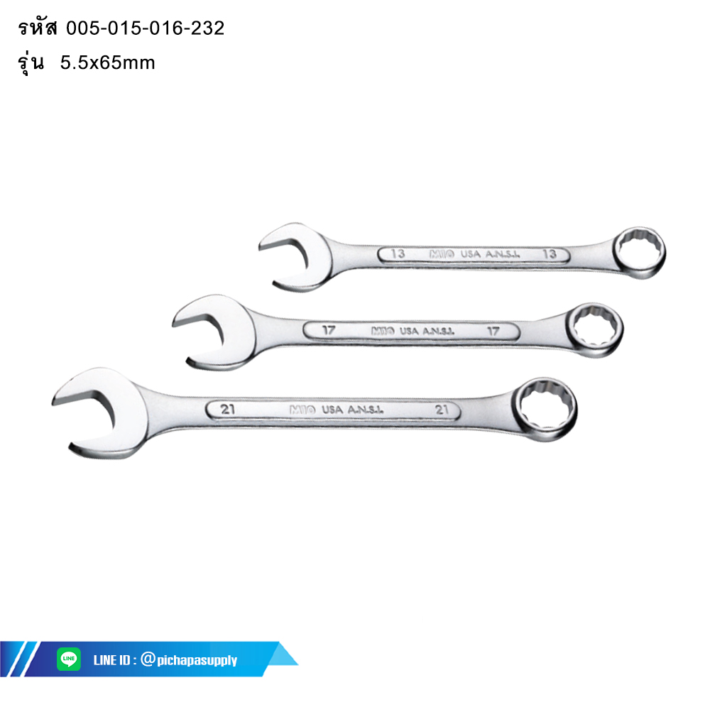 ประแจแหวนข้างปากตาย Combination Wrench, Inches ANSI (Raised Panel)