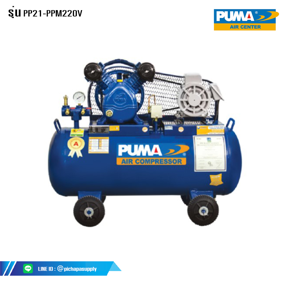 ชุดปั๊มลมสายพานพร้อมมอเตอร์2ลูกสูบ ชุดปั๊มลมพร้อมมอเตอร์ PP21-PPM220V
