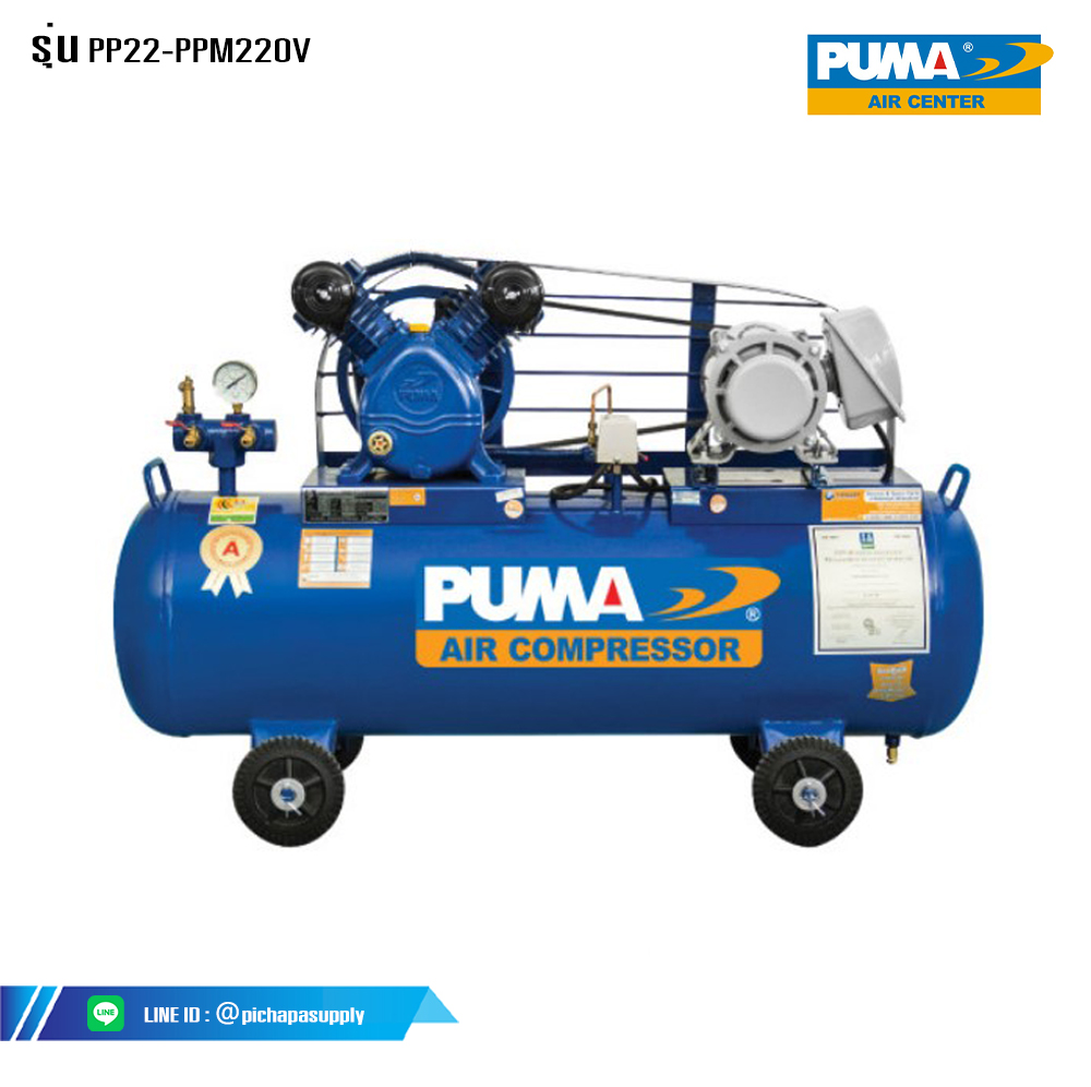 ชุดปั๊มลมสายพานพร้อมมอเตอร์2ลูกสูบ ชุดปั๊มลมพร้อมมอเตอร์ PP22-PPM220V
